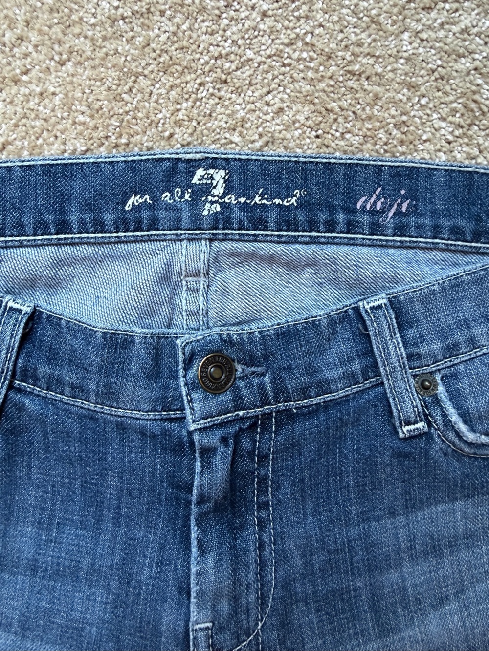 Vintage 7 For All Mankind Dojo Flare Jeans 32 Crystal Embellished Pocket USA Y2K - Picture 6 of 16